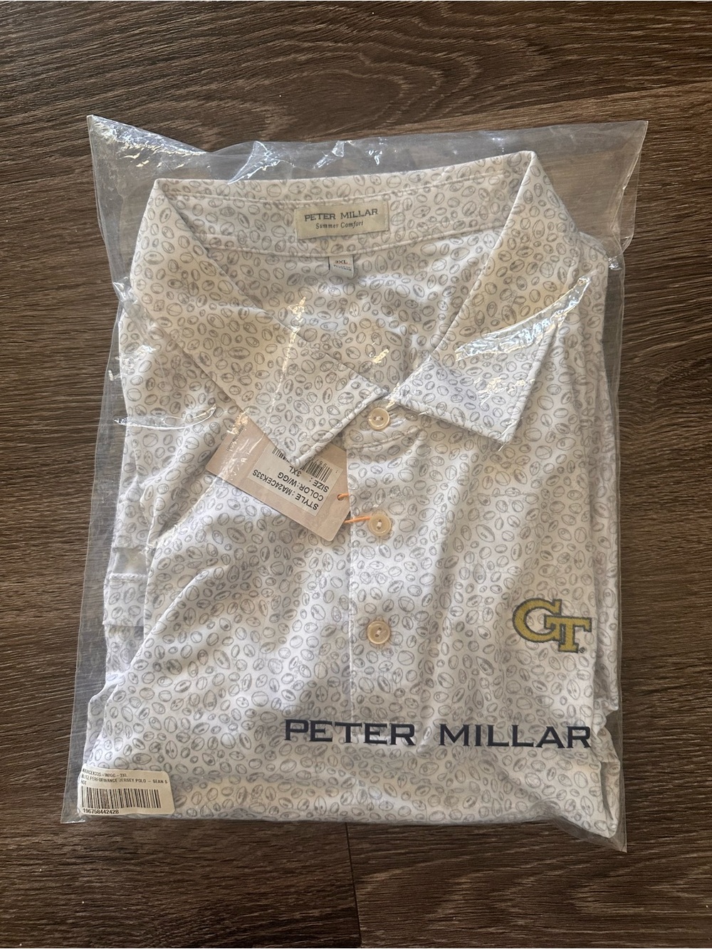 Georgia Tech Peter Millar 3XL Blitz Polo Summer Comfort football AOP NWT $155